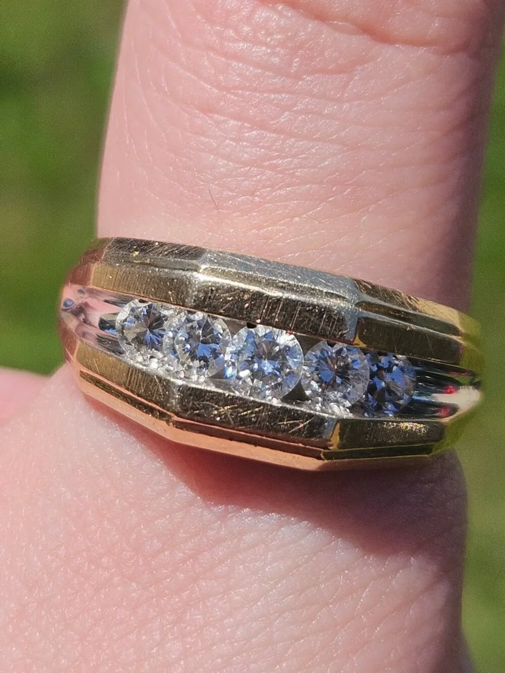 14K Yellow Gold Channel Set Diamond Men's Wide Band Ring 10mm 1.00TCW Size 11